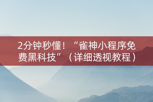 2分钟秒懂！“雀神小程序免费黑科技”（详细透视教程）-哔哩哔哩
