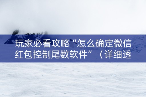 玩家必看攻略“怎么确定微信红包控制尾数软件”（详细透视教程）-哔哩哔哩