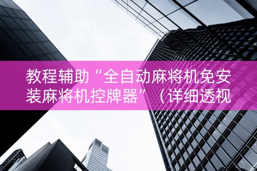 教程辅助“全自动麻将机免安装麻将机控牌器”（详细透视教程）-哔哩哔哩