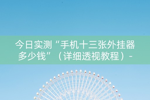 今日实测“手机十三张外挂器多少钱”（详细透视教程）-哔哩哔哩