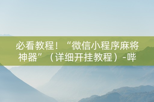 必看教程！“微信小程序麻将神器”（详细开挂教程）-哔哩哔哩