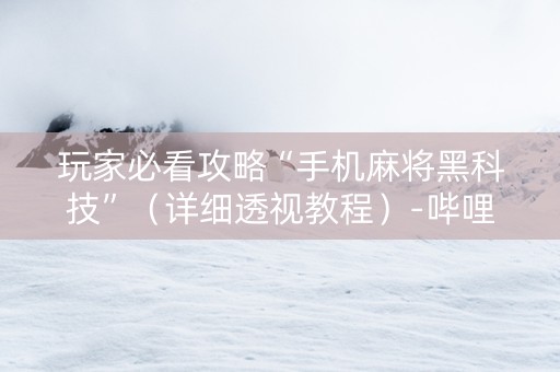 玩家必看攻略“手机麻将黑科技”（详细透视教程）-哔哩哔哩