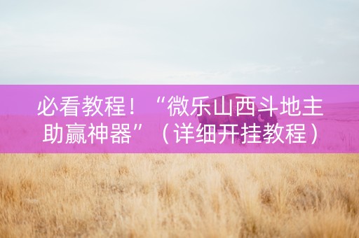 必看教程！“微乐山西斗地主助赢神器”（详细开挂教程）-哔哩哔哩