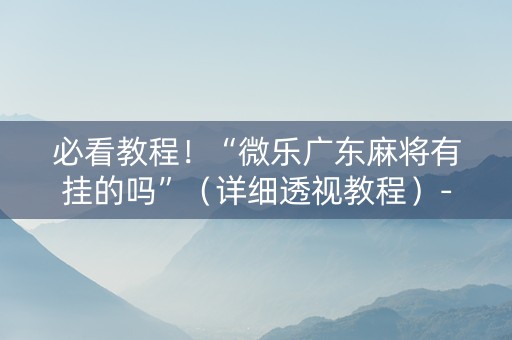 必看教程！“微乐广东麻将有挂的吗”（详细透视教程）-哔哩哔哩