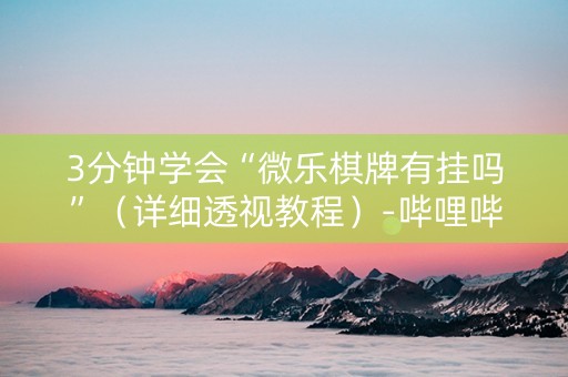 3分钟学会“微乐棋牌有挂吗”（详细透视教程）-哔哩哔哩