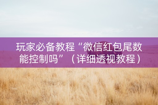玩家必备教程“微信红包尾数能控制吗”（详细透视教程）-哔哩哔哩