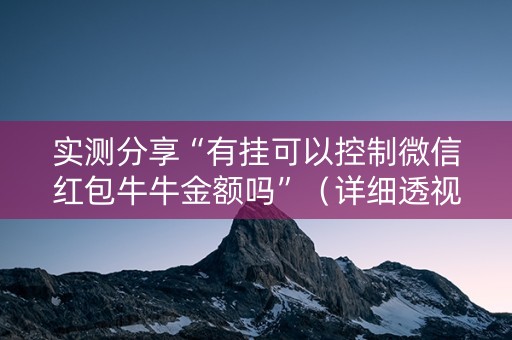 实测分享“有挂可以控制微信红包牛牛金额吗”（详细透视教程）-哔哩哔哩