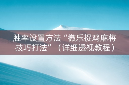 胜率设置方法“微乐捉鸡麻将技巧打法”（详细透视教程）-哔哩哔哩