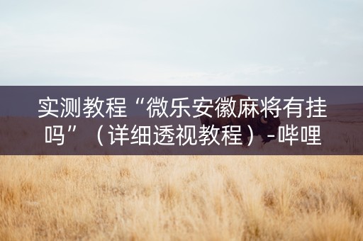 实测教程“微乐安徽麻将有挂吗”（详细透视教程）-哔哩哔哩