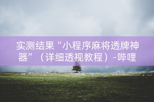 实测结果“小程序麻将透牌神器”（详细透视教程）-哔哩哔哩