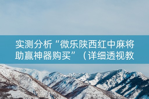 实测分析“微乐陕西红中麻将助赢神器购买”（详细透视教程）-哔哩哔哩