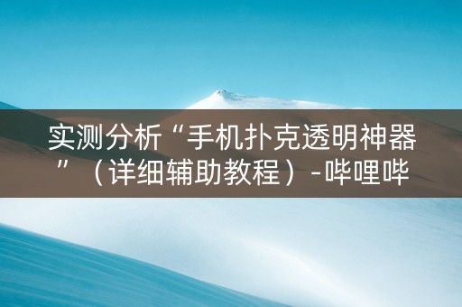实测分析“手机扑克透明神器”（详细辅助教程）-哔哩哔哩