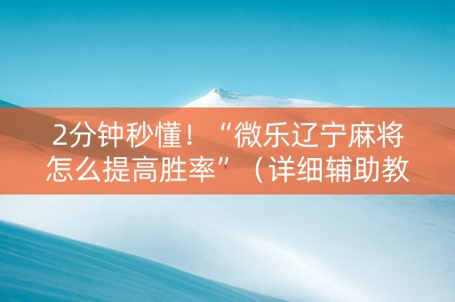 2分钟秒懂！“微乐辽宁麻将怎么提高胜率”（详细辅助教程）-哔哩哔哩