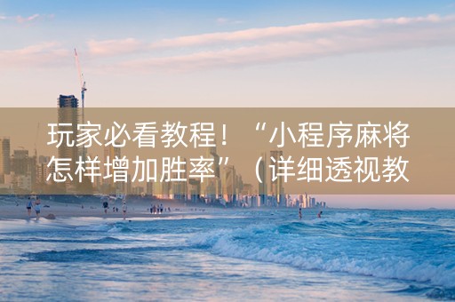 玩家必看教程！“小程序麻将怎样增加胜率”（详细透视教程）-哔哩哔哩
