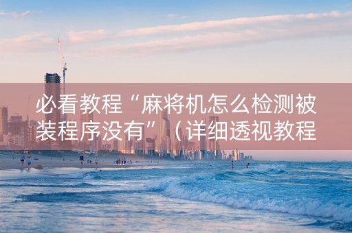 必看教程“麻将机怎么检测被装程序没有”（详细透视教程）-哔哩哔哩