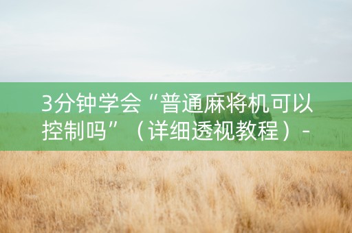 3分钟学会“普通麻将机可以控制吗”（详细透视教程）-哔哩哔哩
