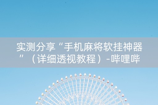 实测分享“手机麻将软挂神器”（详细透视教程）-哔哩哔哩