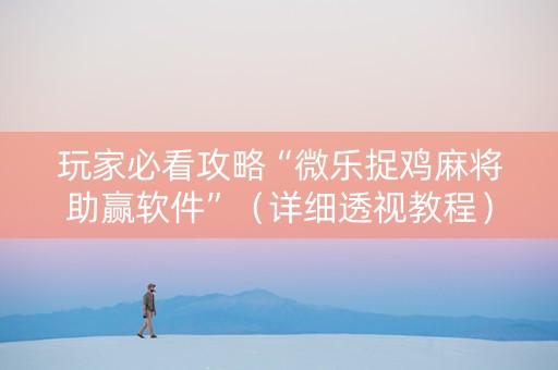 玩家必看攻略“微乐捉鸡麻将助赢软件”（详细透视教程）-哔哩哔哩
