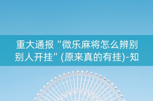 重大通报“微乐麻将怎么辨别别人开挂”(原来真的有挂)-知乎