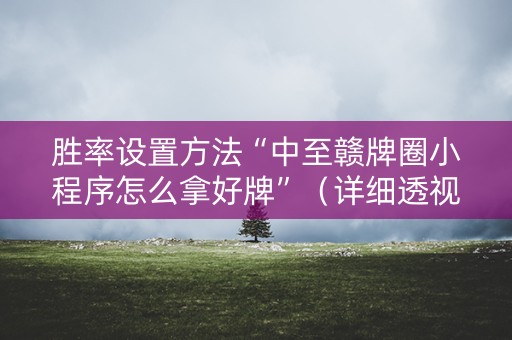胜率设置方法“中至赣牌圈小程序怎么拿好牌”（详细透视教程）-哔哩哔哩
