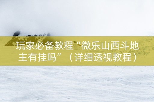 玩家必备教程“微乐山西斗地主有挂吗”（详细透视教程）-哔哩哔哩