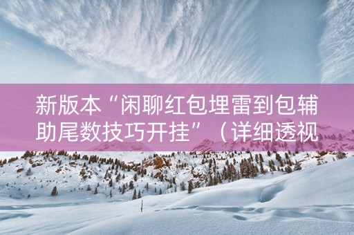 新版本“闲聊红包埋雷到包辅助尾数技巧开挂”（详细透视教程）-哔哩哔哩