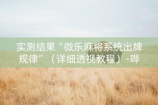 实测结果“微乐麻将系统出牌规律”（详细透视教程）-哔哩哔哩