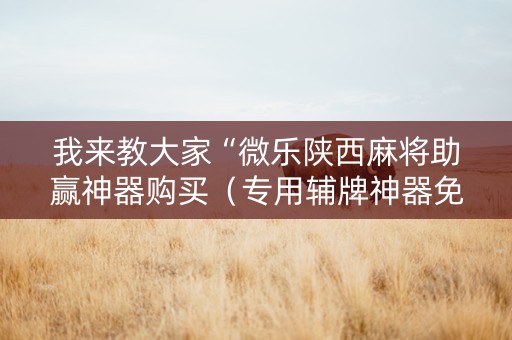 我来教大家“微乐陕西麻将助赢神器购买（专用辅牌神器免安装）