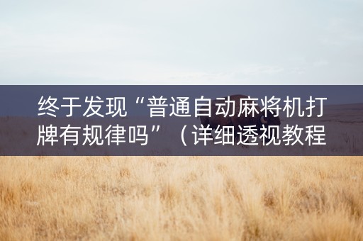 终于发现“普通自动麻将机打牌有规律吗”（详细透视教程）-哔哩哔哩