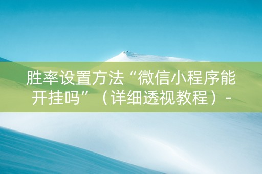 胜率设置方法“微信小程序能开挂吗”（详细透视教程）-哔哩哔哩