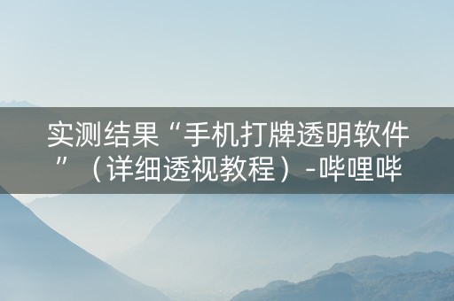 实测结果“手机打牌透明软件”（详细透视教程）-哔哩哔哩