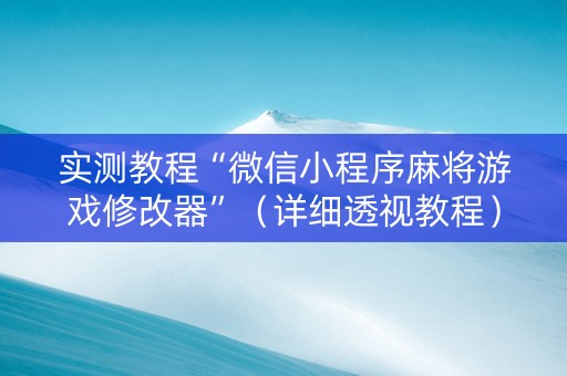 实测教程“微信小程序麻将游戏修改器”（详细透视教程）-哔哩哔哩