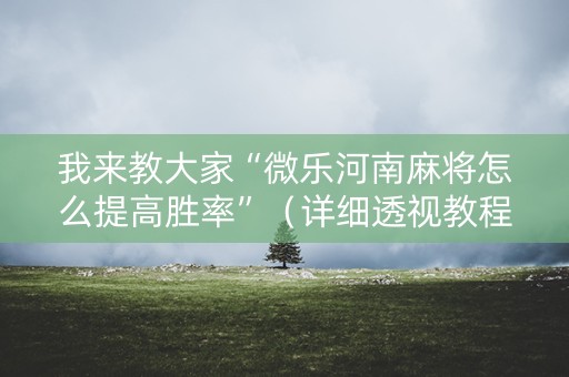 我来教大家“微乐河南麻将怎么提高胜率”（详细透视教程）-哔哩哔哩