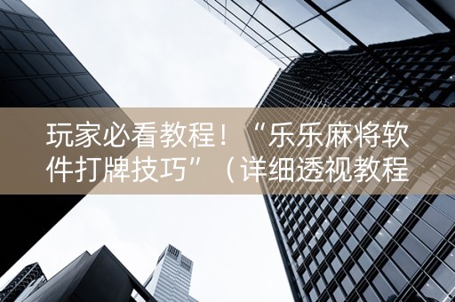 玩家必看教程！“乐乐麻将软件打牌技巧”（详细透视教程）-哔哩哔哩