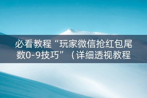 必看教程“玩家微信抢红包尾数0-9技巧”（详细透视教程）-哔哩哔哩