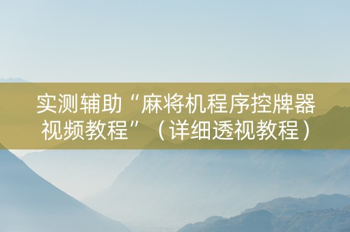 实测辅助“麻将机程序控牌器视频教程”（详细透视教程）-哔哩哔哩