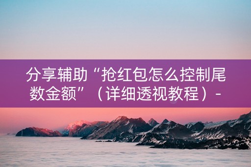 分享辅助“抢红包怎么控制尾数金额”（详细透视教程）-哔哩哔哩