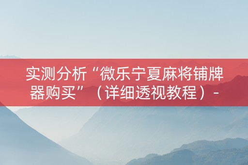 实测分析“微乐宁夏麻将铺牌器购买”（详细透视教程）-哔哩哔哩