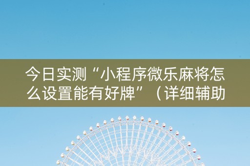 今日实测“小程序微乐麻将怎么设置能有好牌”（详细辅助教程）-哔哩哔哩