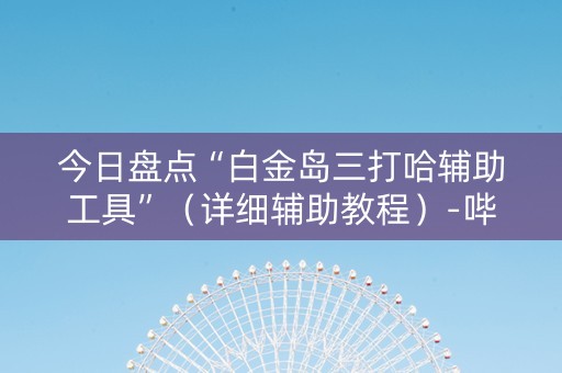 今日盘点“白金岛三打哈辅助工具”（详细辅助教程）-哔哩哔哩