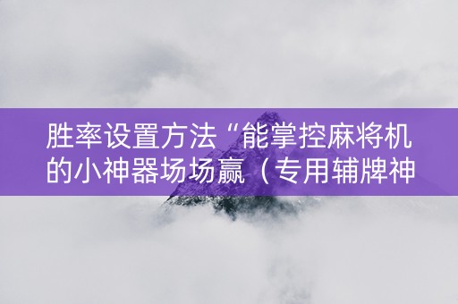 胜率设置方法“能掌控麻将机的小神器场场赢（专用辅牌神器免安装）