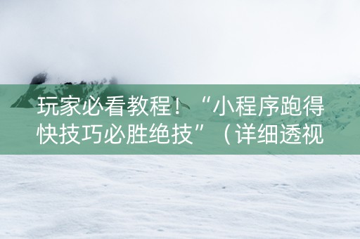玩家必看教程！“小程序跑得快技巧必胜绝技”（详细透视教程）-哔哩哔哩