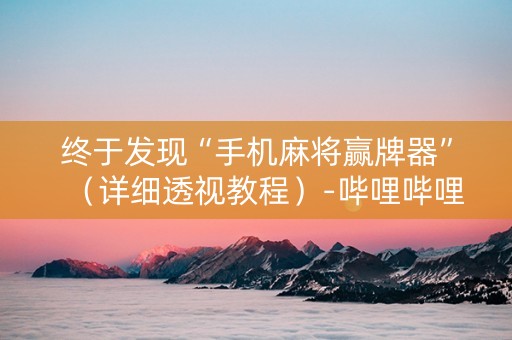 终于发现“手机麻将赢牌器”（详细透视教程）-哔哩哔哩