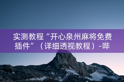 实测教程“开心泉州麻将免费插件”（详细透视教程）-哔哩哔哩
