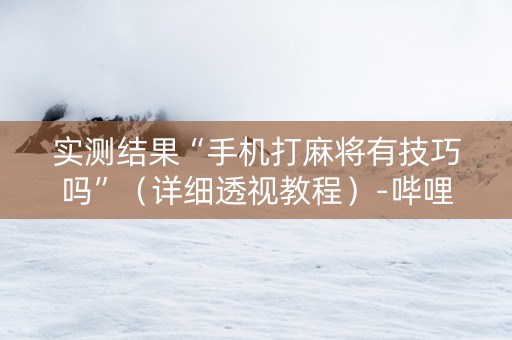 实测结果“手机打麻将有技巧吗”（详细透视教程）-哔哩哔哩