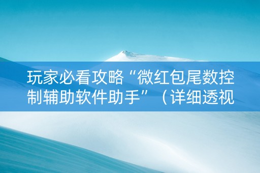 玩家必看攻略“微红包尾数控制辅助软件助手”（详细透视教程）-哔哩哔哩