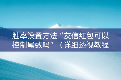 胜率设置方法“友信红包可以控制尾数吗”（详细透视教程）-哔哩哔哩