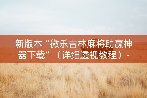 新版本“微乐吉林麻将助赢神器下载”（详细透视教程）-哔哩哔哩
