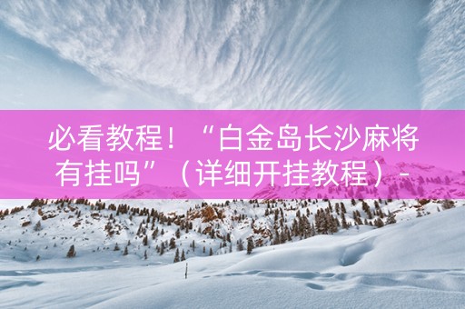 必看教程！“白金岛长沙麻将有挂吗”（详细开挂教程）-哔哩哔哩