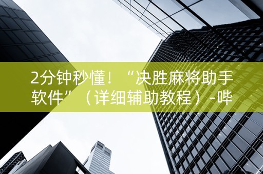 2分钟秒懂！“决胜麻将助手软件”（详细辅助教程）-哔哩哔哩